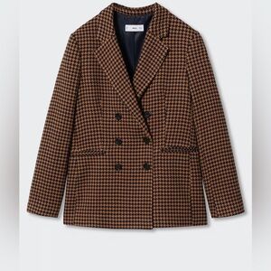Mango Brown and Black Houndstooth Blazer